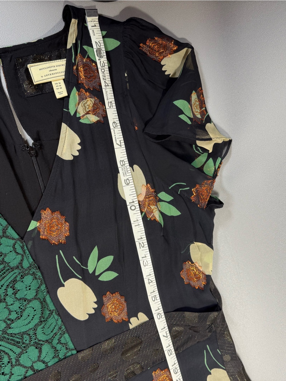 Anthropologie Black and Green Ciao Bella Floral Midi Dress by Moulinette Soeurs - Picture 13 of 16